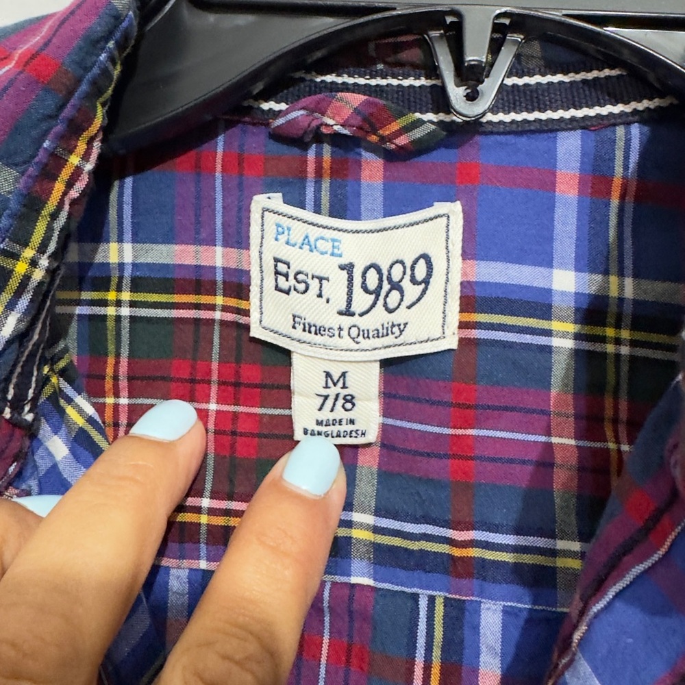 Place Blue and Red Plaid Boys Polo Shirt
